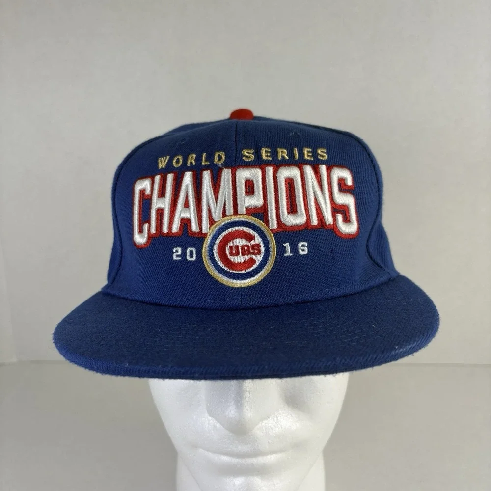 New Era Chicago Cubs Hat Mens OSFM 2016 World Series Champions Blue Snapback MLB